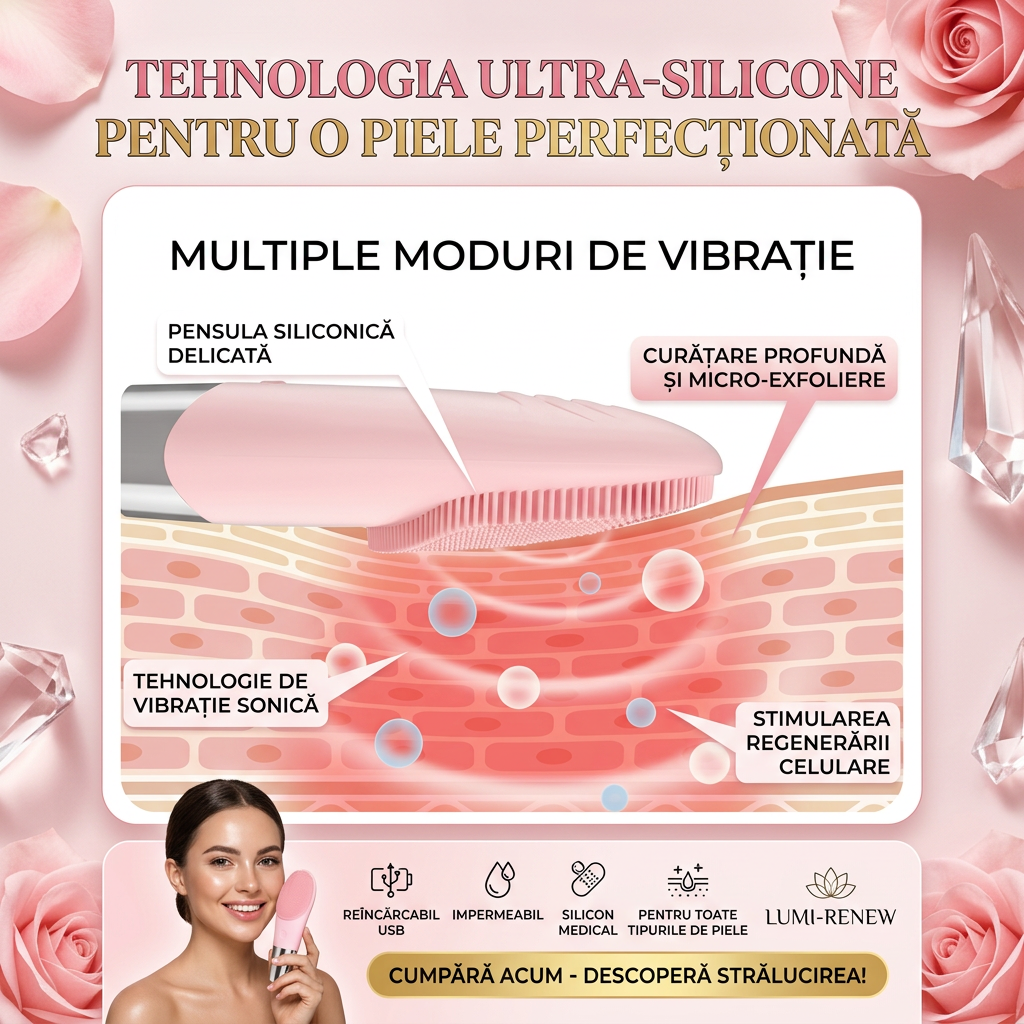Perie electrică facială pentru curățare profundă